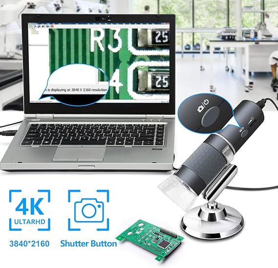 Trådløst digitalt mikroskop, håndholdt HD USB-mikroskop, opløsning på 3840x2160P Full HD
