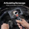 Snakescopekamera med lys, 210° drejeligt 6 mm inspektionskamera 4,5 tommer skærm