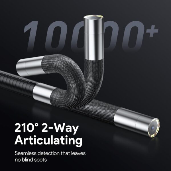 Snakescopekamera med lys, 210° drejeligt 6 mm inspektionskamera 4,5 tommer skærm