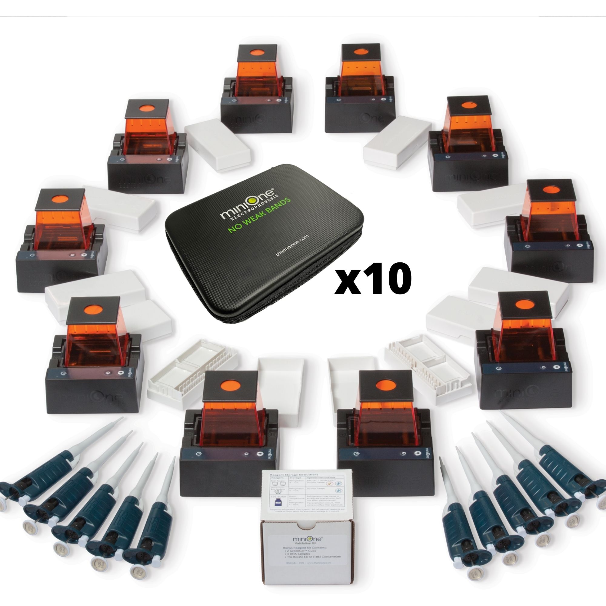2 MiniOne Electrophoresis System Classroom Set of 10 with Carrying Cases (M1012-EU)