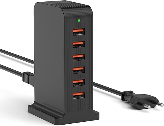 50 W USB-oplader med 6 USB porte