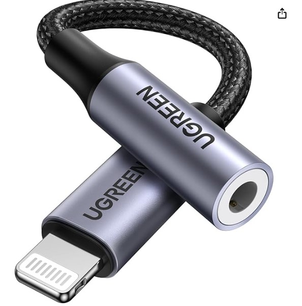 AUX 3.5mm femaleTRRS to Lightning connector - 12 cm langt