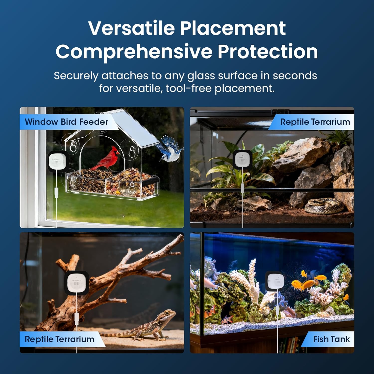 3MP 2K Akvarium- og terrarium kamera til montage på vindue - 2,4 GHz og 5 GHz  , USB power